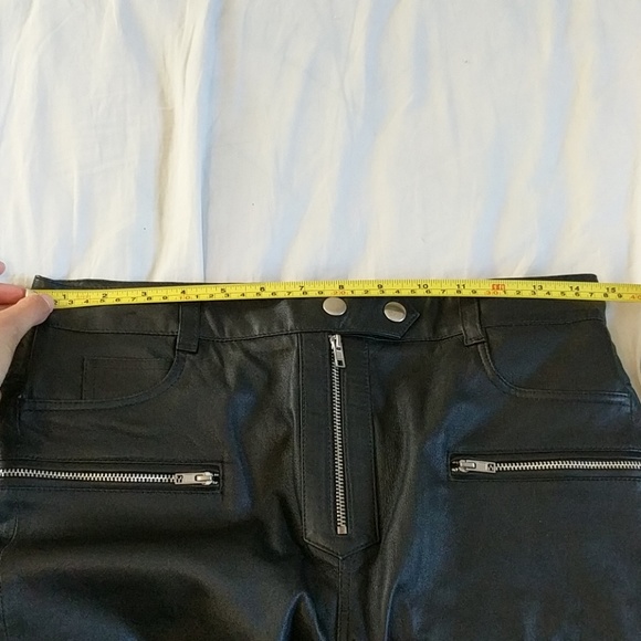7 For All Mankind Stretch Leather Biker Pants Jean - Picture 5 of 8